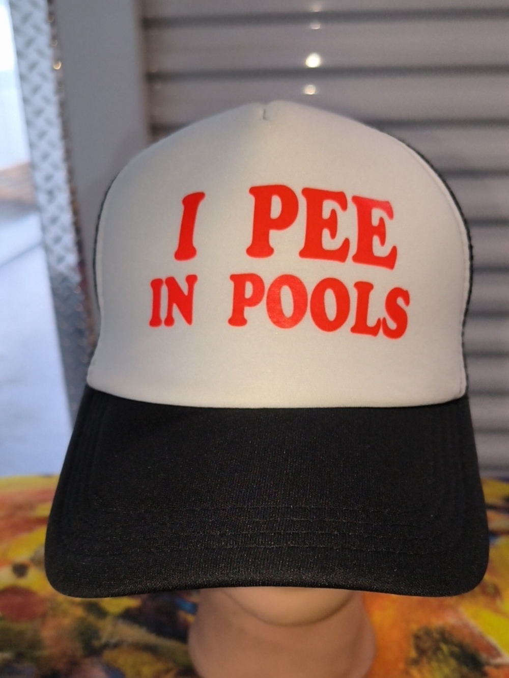 I Pee In Pools Embroidered Trucker Mesh Snapback Cap Hat OSFM